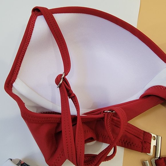 CUPSHE Women's Leafy Wrap Tie Bikini Set Halter Back Bow Low Waisted size M NEW - Picture 9 of 15